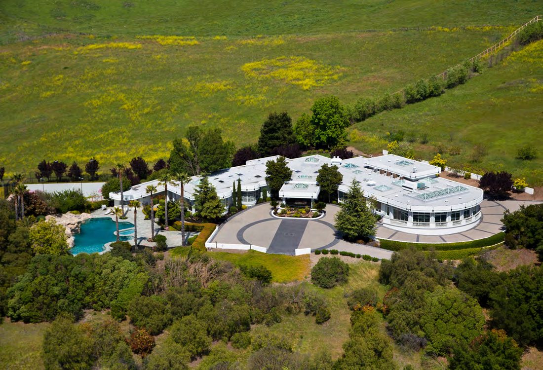 Aerial view of the former MC Hammer estate in the Fremont hills, sold by Omar Murillo